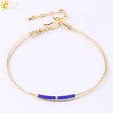 CSJA Pulseras Miyuki Bracelets for Women 2-layer Cute Mini Delica Beads Bracelet Jewelry Adjustable Gold Color Link Chain S187